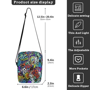 Fashion Custom Logo Graffiti Design Polyester Summer Spring Cell Phone Sling <b>Shoulder</b> <b>Small</b> Mens Crossbody <b>Bag</b> Waterproof - Product Image 3
