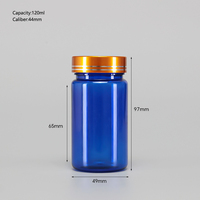 Bouteilles pharmaceutiques en plastique PET bleu à large ouverture de 120 ml pour comprimés, personnalisation en gros