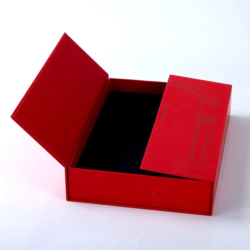 Caja de regalo de boda china de cartón de alta gama, embalaje rojo grande, doble apertura, joyería, pulsera, tarjeta de boda para invitados