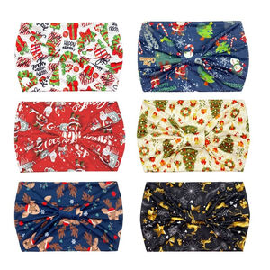 Diadema con estampado navideño de nuevo diseño, diadema elástica con nudo de borde ancho, diadema de Papá Noel de dibujos animados, accesorios para el cabello - Product Image 5