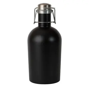 Growler Bir Matte Hitam Kustom-Growler Baja Tahan Karat-Kapasitas 64 Oz untuk Bir