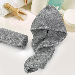 Bonnet de séchage des cheveux en charbon de bambou, 30x65cm, enveloppe triangulaire absorbante pour la tête, pour usage domestique, en polaire corail gris étoilé - Product Image 4