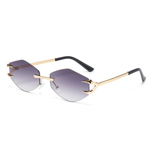 Hexagonal Metal Frameless Beveled Glasses UV400 PC Lens Unisex <b>Sunglasses</b> Fashion Sunshade Type 3 Protection - Product Image 5