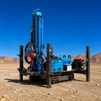 Machine de forage de puits d'eau, profondeur 300 mètres, plateforme de forage de puits d'eau diesel avec compresseur d'air sur chenilles