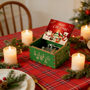 Yiyu Bestseller Carillon in Legno a Manovella, Stile Americano, con Incisione e Decorazioni Natalizie, <span class=keywords><strong>Musica</strong></span> Personalizzata 30s - Product Image 2