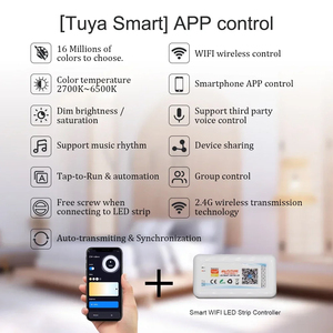 Wifi app điều khiển âm nhạc Sync DC 12V 24V 5 trong 1 nhà màu duy nhất <span class=keywords><strong>RGB</strong></span> CCT RGBW rgbcct rgbcct rgbcct <span class=keywords><strong>LED</strong></span> Strip điều khiển - Product Image 5