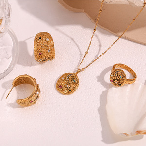 2024 thời trang Earring Ring Set, thép không gỉ mạ 18K vàng, Micro dát sao và mặt trăng Vòng cổ cho phụ nữ - Product Image 2