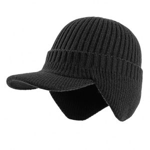 Winter Men's Thick Woolen <b>Hat</b> Autumn and Winter Outdoor <b>Warm</b> and Fleece Ear Knit <b>Hat</b> - Product Image 5