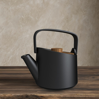 Théière en porcelaine minimaliste DHPO 800 ml, très vendue, avec couvercle en bois, résistante à la chaleur, réutilisable, avec infuseur SLS et poignée en plastique