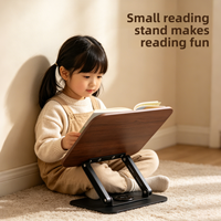 Support d'ordinateur portable pliable ergonomique, support de lecture rotatif à 360 degrés, support de livre réglable en bois de noyer pour enfants