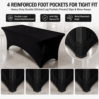 Housse de table extensible 4 directions en spandex, ajustée, avec poches renforcées pour les pieds, sans plis, idéale pour mariages, banquets et salons professionnels