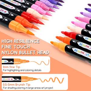 Toksik Olmayan Mürekkepli Akrilik Kalem Seti 0.7 Gökkuşağı Sanat Seti Kumaş Kalemleri Endüstriyel Boya Kalemi - Product Image 2