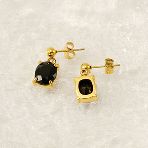 Zogxin Oval Stud <b>Earrings</b> 18K Gold Plated Colored Zircon Claw Setting For Women Fashion Jewelry Gift - Product Image 3