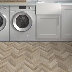 Revêtement de sol en vinyle SPC de luxe à emboîtement en chevrons, avec motifs imitation bois et pierre, adapté aux appartements et aux salles de bain - Product Image 5