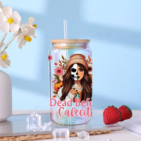 Envolturas DTF para Tazas Dead Before Cafecito Uh, Envolturas DTF para Tazas Notorious Diva, Pegatinas de Transferencia UV DTF para Llaveros