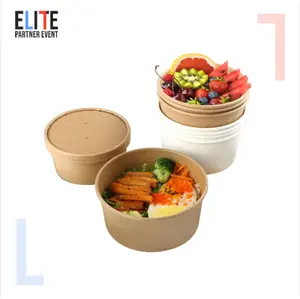 26oz Hot Or Cold Dish To Go Packaging Disposable Food Containers Large Paper Bowls with Lids Salad Bowls