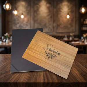 Birch Wood Polished Finish Custom Logo Engraved New Design Menu <b>Folder</b> <b>A4</b>/A5 Size - Product Image 1