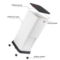 Poubelle de cuisine en plastique écologique de 20 L, réglable et extensible, blanche/gris foncé