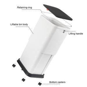 Cubo de Basura de Cocina de Plástico Ecológico de 20L, Ajustable y Extensible, Blanco/Gris Oscuro - Product Image 4
