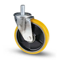 Roue de chariot industrielle robuste en PU avec noyau en fer, roues de 125 mm pour usine, orange pour charge lourde