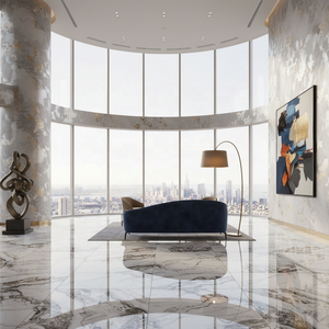Piastrella in Ceramica Effetto Marmo Bianco Lucido con Venature, Design Moderno 600x600mm |   Piastrelle Antibatteriche Lucidate per <span class=keywords><strong>Bagno</strong></span>, Sala da Pranzo e Villa - Product Image 3