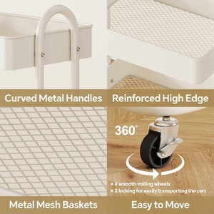 Carrito Rodante Utilitario de 3 Niveles con Ruedas, Carrito Organizador Multifuncional de Metal para <span class=keywords><strong>Cocina</strong></span>, Oficina, Sala de Estar - Product Image 6