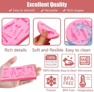 <b>Mini</b> Construction Tools Fondant Silicone Molds Hand Tool <b>Chocolate</b> Molds for Cake Decor Candy Cupcake Topper Polymer Clay - Product Image 3