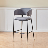 Tabouret de bar en métal de style nordique, design moderne et minimaliste, sans accoudoirs, siège rembourré, utilisation commerciale, chaise de bar