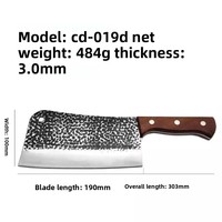 Couteau à découper la viande professionnel de chef, en acier inoxydable forgé à la main, lame de 190 mm, style rétro, noirâtre