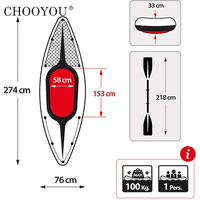 CHOOYOU Offre Spéciale extérieur épaissi pliable en caoutchouc bateau gonflable simple canot et kayak