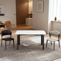 Ensemble table et chaises de salle à manger de style européen moderne, personnalisable ODM, pour hôtel et maison, plateau en pierre microcristalline, structure en fer