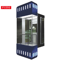Ascenseur panoramique industriel pour passagers, traction AC sans engrenage, construction en acier inoxydable, plancher moderne en PVC, haute capacité, hôtels