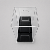 Vitrine en acrylique transparente avec base noire en forme de cube pour fleurs, trophées, objets de collection, figurines, boîte en acrylique