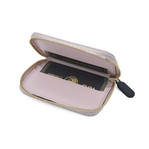 Portefeuille porte-cartes en cuir avec blocage RFID, fermeture éclair, petit format, pour femmes et hommes, usage quotidien - Product Image 3