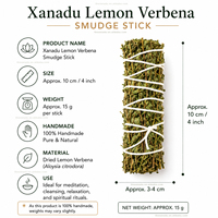 Bâtonnet de Verveine Citronnée Séchée Artisanale pour Rituels, Vert, Thérapeutique, 10cm 15g, Méditation/Nettoyage/Boutique