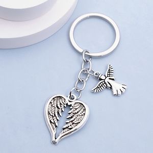 빈티지 수호 천사 펜던트 열쇠 고리 하트 모양의 날개 열쇠 고리 여성용 핸드백 매력 액세서리 열쇠 고리 - Product Image 2