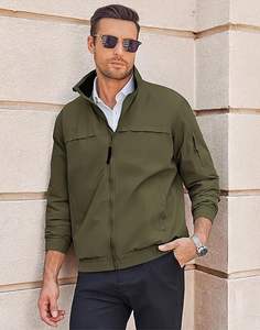 Vestes bomber légères pour hommes, col montant, coupe-vent, veste softshell, veste zippée pour l'automne, en plein air - Product Image 2
