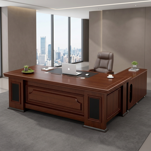 Executive Wood Office Desk Traditional Design With <b>Storage</b> Cabinet For Home Office And Commercial Use - Product Image 4