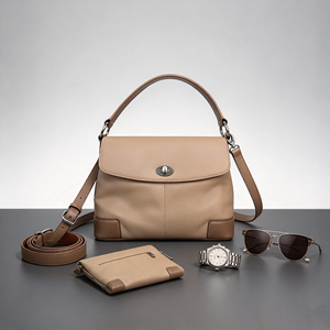 Bolso de hombro con solapa de dos tonos para mujer, bolso con cierre de cierre giratorio y correa cruzada ajustable extraíble - Product Image 1