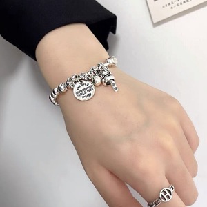 Bracelet élastique en argent sterling S925 de style vintage avec pendentif breloque, cadeau unisexe, bijoux - Product Image 2