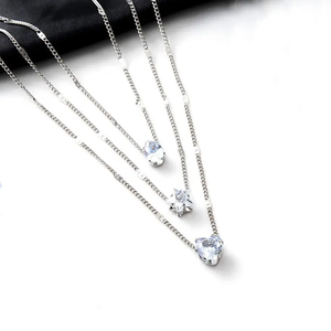 Rinhoo Multi Layer Vintage Necklaces Gold Silver Plated Stacked Rhinestone Love Star Water Drop Heart Pendant Women Girl <strong>Jewelry</strong> - Product Image 5