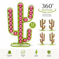Support à capsules de café Cactus, 52 compartiments, double face, rotatif, en métal, organiseur de capsules de café, support de rangement pour capsules Nespresso, comptoir