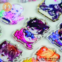 Jinlei Creative Holographic Epoxy Coating Clear Customized Transparent Acrylic Key Chain With Silver Golden Glitter
