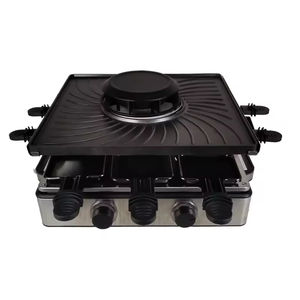 Table de <span class=keywords><strong>raclette</strong></span> carrée pour 8 personnes avec plaque de cuisson électrique 1500W certifiée GS, barbecue amovible pour usage domestique - Product Image 4