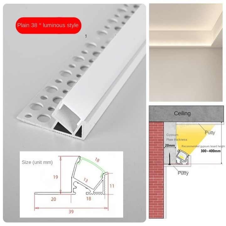 For Ceiling bar Lighting Strips K6-1 Recessed Linear Profil Alu Channel Drywall Gypsum Wall Plaster in Aluminium Led Profile