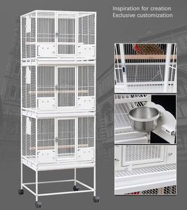 Toptan istiflenebilir tasarım çıkarılabilir tel bölücü geniş alan yetiştiriciliği 3 katmanlar kuş kafesi - Product Image 5