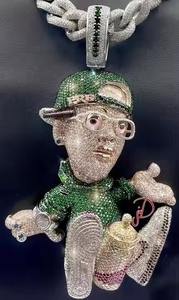 Lujoso 5 Ct VVS corte redondo Moissanite para hombre colgante de dibujos animados 14K chapado en oro blanco joyería de Hip Hop - Product Image 2