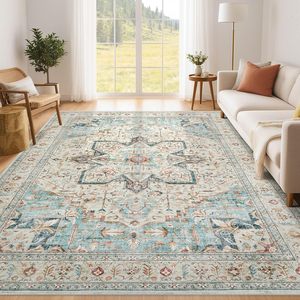 Alfombra Persa Antideslizante de Gran Tamaño para Sala de Estar, Dormitorio, Alfombra de Poliéster Lavable a Máquina - Product Image 1
