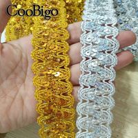 Ruban de dentelle à sequins de 26 mètres pour vêtements de scène exotiques, décoration DIY, accessoire de couture fait main, or et argent