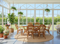 Ensemble de salle à manger en rotin JAVA, design asiatique traditionnel, mobilier confortable pour la maison, la villa, l'hôtel, Indonésie